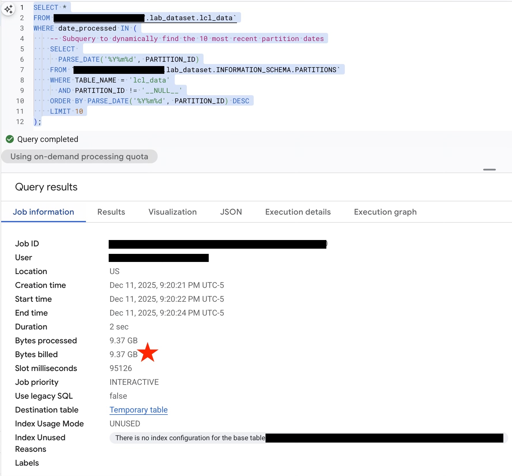BigQuery partition pruning disabled (flawed subquery approach)
