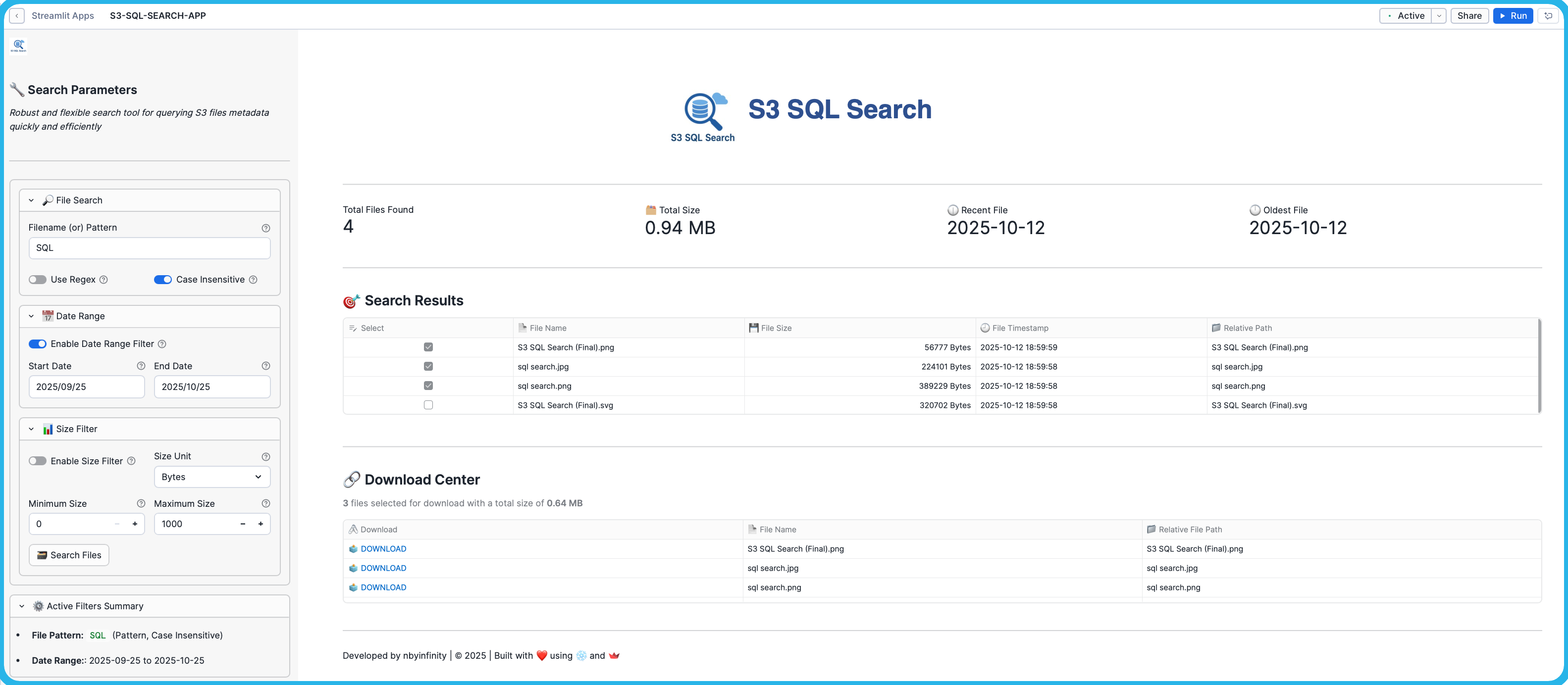 S3 SQL Search Streamlit Application